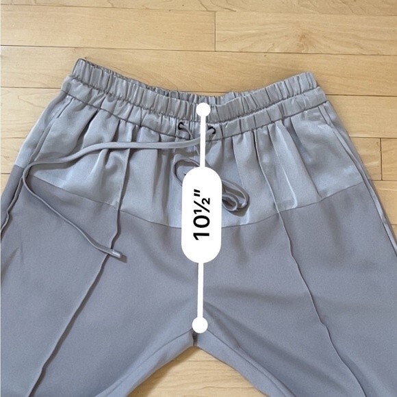 Parker Satin Drawstring Joggers in Taupe Beige XS - Picture 12 of 13